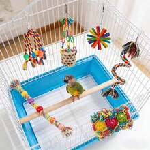 Giocattoli per uccelli con corda e campanello, giocattoli colorati per masticare, strappare e rovistare, altalena, arrampicata e appoggio per pappagalli, accessori per gabbia per cocorite, calopsite, inseparabili e pappagalli. Giocattoli per masticare, strappare e rovistare con trespolo in corda, accessori per gabbia per calopsite e inseparabili. - Multicolore - Visualizzare 4