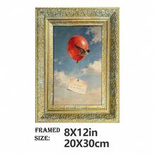1pc Multi-Size Fashion Art PS Photo Frame, Whimsical Red Balloon & Swallow Pattern, Coordinating Memo, Artistic Oil Painting Brushstrokes, Black/Gold Rectangular, Exquisite 3D Carving, Decorative Frame To Enhance Ambiance, Suitable For Home Living Room, Bedroom, Entryway Wall Decor - Multicolor - View 12