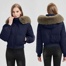 Women Outdoor Down Jackets - Navy Blue - View 1