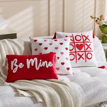 1 chiếc vỏ gối trang trí hình trái tim đỏ XOXO ngày Valentine, kích thước 18x18 inch, thêu chữ LOVE, kiểu dáng trang trại, thích hợp cho ghế sofa trong nhà, không kèm ruột gối. - Trái tim đỏ lớn - Xem 2