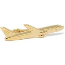 Clip de corbata de avión en tono dorado con caja para avión, avión, aerolínea - 1 - Ver 2