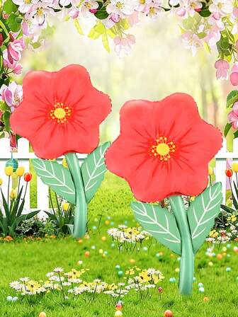 1/2个 - 大号花朵气球，37英寸手持式花朵铝箔气球，适用于生日、春季活动、春季派对、婚礼、情人节、母亲节、迎婴派对、派对装饰、周年纪念、求婚、摄影、浪漫惊喜装饰