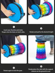 This Outdoor Camping Stool Is A Foldable And Telescopic Bench, Also A Portable Outdoor Stool, Travel Folding Stool, Fishing Stool, Folding Chair And Upgraded Folding Stool. It Is Lightweight And Durable, With A Maximum Weight Capacity Of 400 Lbs, Making It Very Suitable For Camping, Fishing, Hiking And Barbecuing. This Adult Outdoor Camping Stool Is Compact, Durable And Telescopic, Suitable For Adult Use. - Multicolor - View 9