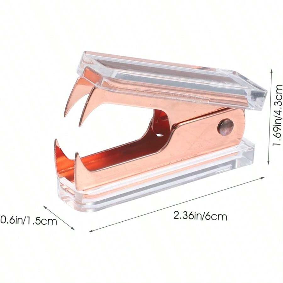 XISH Uonlytech Quitagrapas de Alta Resistencia Sacagrapas Transparente de Escritorio Extractor Grapas Multiusos Diseño Ergonómico para Oficina y Escuela - oro rosa - Ver 1