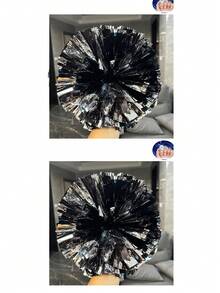 2pcs Football/Basketball Cheerleader Pom Poms, Metal Series Sports Team Activity, Dancing Performance Props, Square Dance Game Props, Dancing And Fan Cheering Props, Suitable For Outdoor Sports Team Performances