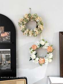 1 Set Romantic Retro Bohemian Style Artificial Rose Flower Wreath - Faux Floral Wall Hanging Decor, Valentine's Day Surprise Gift, Wedding Arch Backdrop, Restaurant Patio Decoration, Outdoor Camping Picnic Photography Prop, Reusable Silk Flower Garland, Suitable For Engagement Party, Living Room Decor, Romantic Aesthetic Home Party Essential - Multicolor - View 7