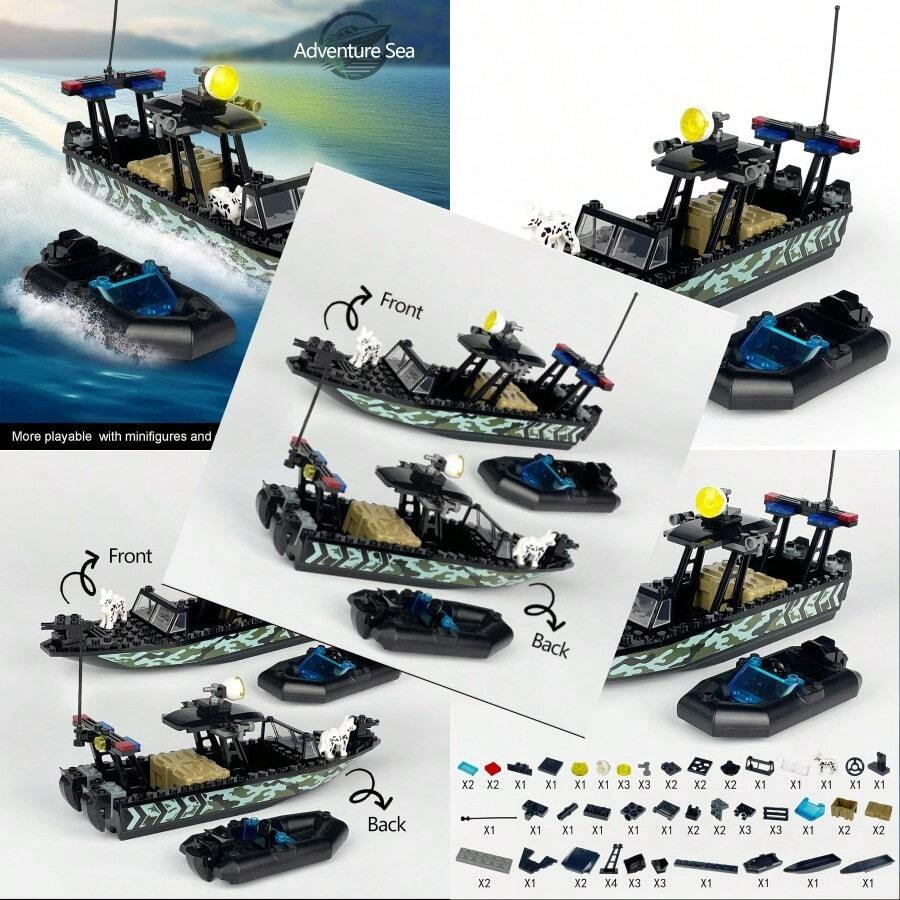 City  Speed Boat Building Blocks SetsCity Fire Rescue Boat Guard Boat Patrol Boat Creative Building Bricks Compatible With  Fun Gift Or Pretend Play Toy For Rescue Boat 70PCSMaterial Safety And Rich Functionality - RescueBoat70pcs - View 1