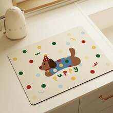 Estera de secado de cocina con diseño de fiesta de cachorro, estera absorbente para encimera de tierra de diatomeas para el hogar, almohadilla para olla resistente al calor, estera para Bar y tazas - 1 - Ver 10
