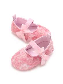 Cute Toddler Infant Girl Bowknot Princess Shoes, 0-1 Years Old, Spring/Summer - Hot Pink - View 7