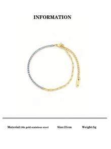 1 szt. Casual Ins 2025 Nowa 18-karatowa złota bransoletka ze stali nierdzewnej o wysokiej ochronie, kolorowa, kryształowa, odpowiednia do codziennego noszenia przez kobiety, uniwersalna, wodoodporna biżuteria, prezent na Walentynki (bez pudełka prezentowego) - Bransoletka z kryształkami - Zobacz 16