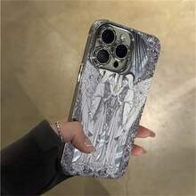 Retro European Cupid Angel Aurora Laser Phone Case For IPhone 16 15 14 13 12 Pro Max 11 INS Luxury Glitter Lens Protective Cover - 2 天使 - 查看 2