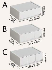 白色塑料抽屉式收纳盒，可自由组合堆叠，桌面整理盒，适用于办公室、学校和桌面杂物收纳。