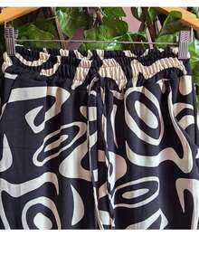 Duna Fabric Wide-Leg Pants - Blanco y Negro - Ver 5