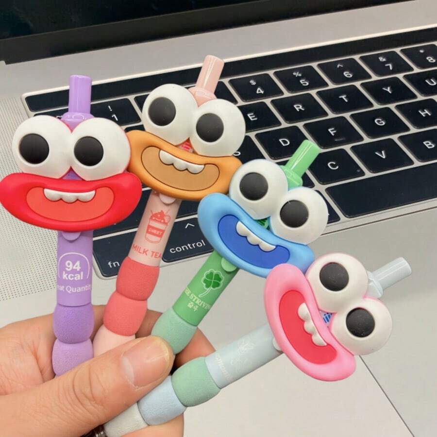 قلم حبر محايد بعيون جميلة دمية مضحكة ذو جمالية عالية بطراز إنستغرام مناسب للطلاب