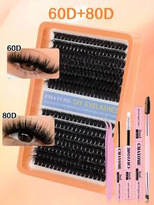 Set de gene false în formă de cluster 266/280, gene curbate în formă de D, diverse densități mixte, lungime 10-20 mm, super moi, naturale și frumoase. Trusa de instrumente pentru gene DIY include o pensetă, lipici pentru gene și o pensulă pentru gene, ușor de utilizat pentru începătorii în machiaj. Gene false pufoase portabile, potrivite pentru munca zilnică, călătorii, nunți și fotografie de portret. - Multicolor - Vizualizare 17