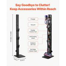 Vacuum Stand, Compatible With G5 V15 V12 V11 V10 V8 V7 V6 Series Upright Vacuums Cleaners & Accessories, Stable Vacuum Stand Holder With 6 Hooks And Non-Slip Footpads, Black - with 6 Hooks and Non-slip Footpads, Black - 查看 3