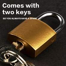 2pcs Key Padlock, Home Long Hasp Anti-Theft Lock, Storage Cabinet Lock, With Keys Solid Imitation Copper Lock, Gold, Compact, Copper-Plated Anti-Rust Craftsmanship, Secure Luggage, Backpacks, Gym Lockers