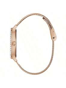 Guess 女士石英表，不锈钢表带，不锈钢表壳，石英机芯，适合日常聚会及其他场合佩戴 - 玫瑰金 - 查看 4