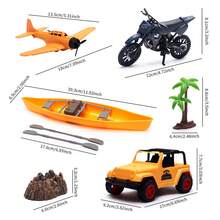 这款25件套玩具车套装专为身着军装的男孩设计，包含4种恐龙模型、汽车和战斗机，配有人偶、仿真山脉、仿真树木、火箭发射器等配件，支持搭建冒险场景和角色扮演，适合作为男孩生日派对游戏礼物、圣诞礼物、儿童玩具或男孩玩具。 - 彩色 - 查看 7