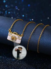 Customized Photo Camera Necklace, Personalized Photo Projection Necklace, Custom Photo Necklace, Women's Jewelry Gift, Gift For Lover On Valentine's Day - Gold - View 7