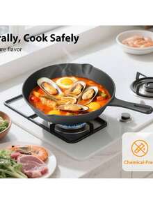 Senmeo Black 3-Piece Cast Iron Skillet Set | Non-Stick Frying Pans With Scraper - Indoor/Outdoor Cookware - Three-piece Set + Scraper - View 3