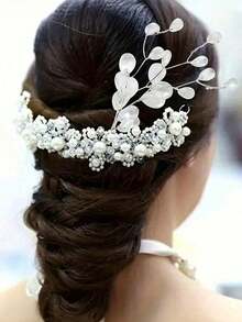 10pcs Artificial Plastic White Flower Bouquet, DIY Transparent Hanging Decor, Wedding Props, With Acrylic Bead Pendant Crystal Flower Stem Beaded Garland, Winter Home Decor, Valentine's Day Decor, Wedding DIY Craft, Home Decoration, Theme Party Decor, Scene Decor, Valentine's Day, Graduation Gift, Artificial Plant - Clear - View 3