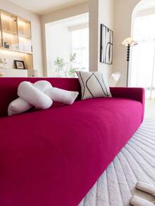 1pc High Stretch Full Coverage Sofa Cover, Minimalist Style Suitable For All Seasons, Removable And Machine Washable, Anti-Pet Scratch, Durable, Fits 1/2/3/4 Seater Sofa, Includes Anti-Slip Strips - Burgundy - View 7