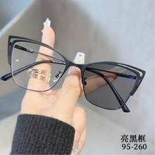 1 Pair Unisex Photochromic Lens Glasses - Transparent Lens, Semi-Rimless Oval Metal Frame - Relieve Eye Fatigue Caused By Computers, TVs, Phones And Games, Also Can Be Worn As Decorative Glasses - Baby Pink - View 18