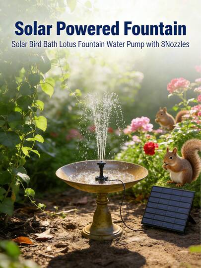 6-Nozzle Solar Powered Fountain Pump, Upgraded Mini Solar Fountain Kit For Bird Bath, Garden, Pond, Swimming Pool And Outdoor Use