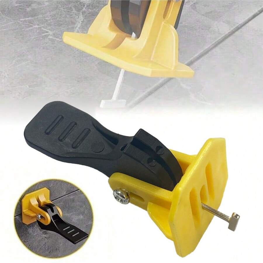 50-Piece Tile Leveling System Kit - Reusable Gasket Clips For Perfect Alignment Of Floors And Walls, Comes With A Special Wrench For Easy Installation, Tile Leveling Clips. - Yellow - View 1