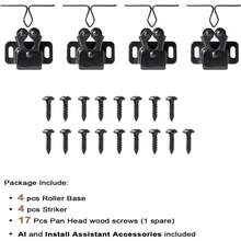 4 PCS Cabinet Double Roller Catch Hardware Cupboard Closet Kitchen Cabinet Door Latches And Catches, Black Nickel - BlackNickel 4ps - View 3