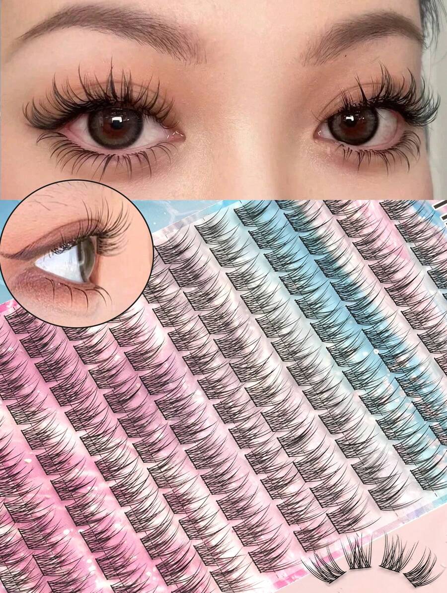 156 Clusters Of Self-Adhesive Eyelashes, Natural Makeup Look, DIY Eyelashes, Suitable For Daily Use, Japanese & Korean Cluster Eyelashes, Individual Lashes, False Eyelashes - C - View 1