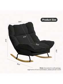 Rocking Chair With Adjustable High Backrest, Extra-Wide Cushioned Gliding Rocking Chair, Comfortable Corduroy-Trimmed Chair, Suitable For Living Room And Bedroom. - Black - View 2