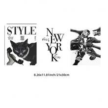 1/3pcs Frameless Black & White Fashion Print Poster, Star Art, Vintage Wall Decor, Suitable For Bedroom, Dorm, Home Office, Classroom, Collegiate Style Animal Pattern, Best Gift Choice - Multicolor - View 11