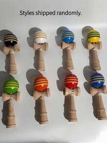 1pc Reaction Training Set | Striped Kendama Skill Ball, Unisex Wooden Balance Toy, Outdoor Leisure Skill Development, Random Style - Multicolor - View 7