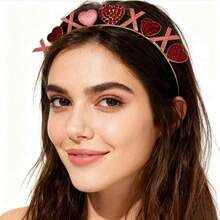 Diadema con forma de corazón, diadema con adornos de strass y lentejuelas en forma de corazón - Multicolor - Ver 4