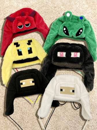 KERESLINA Autumn/Winter New Cartoon Embroidered Creative Ushanka Hat, Warm Windproof Ear Protection Beanie, Unisex Holiday Gift, Fashionable & Versatile