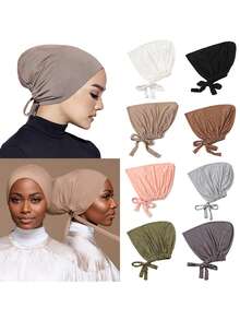 1 pieza Diadema elástica de modal de un solo color multicolor para uso diario, sombrero, regalo perfecto para la madre, amiga, gorro, gorro de dormir, turbante - sombrero con cordones - Ver 13