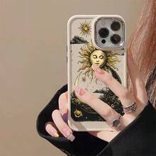 Drop Resistant, Sun, Moon, UV Resistant, Soft Silicone Printing, Metallic Plating Case For Apple  11 12 13 14 15 16 17 Pro Max 14 15 16 Plus 17 Air X XR XS Max, Anti-Impact, Minimalist Design, Protective, Scratch-Resistant, Perfectly Fitting Case P2543 - 黑色 - 查看 8