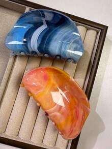 2pcs/6pcs Valentine's Day New Oval Tie Dye Hair Clips, Casual Chic Hair Accessories, Hair Claw, High-End Commuting Hairstyle Fashion Claw Clips Casual Hair Clutch Elegant Hair Jaw Clip - Multicolor - View 5