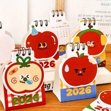 1个迷你可爱苹果日历，桌面迷你日历，2026年每日计划表，主题鲜明，英文文本，耐用紧凑型桌面日历，带有月份标签和每日复选框，适用于家庭、办公室、教室、返校季 - 彩色 - 查看 9