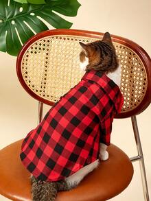 PETSIN 1pc Grid Patterned Shirt Suitable For Cats And Dogs In Spring And Summer