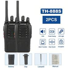 2pcs Baofeng TH-888S UHF Long Range Two-Way Radio Transceiver, Portable Wireless Receiver For Hunting, Hotel