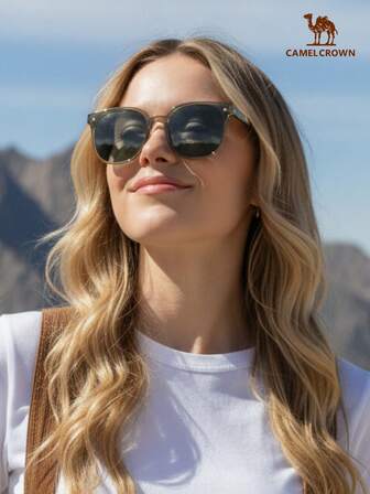 CAMEL CROWN 女士户外偏光可折叠防紫外线运动眼镜