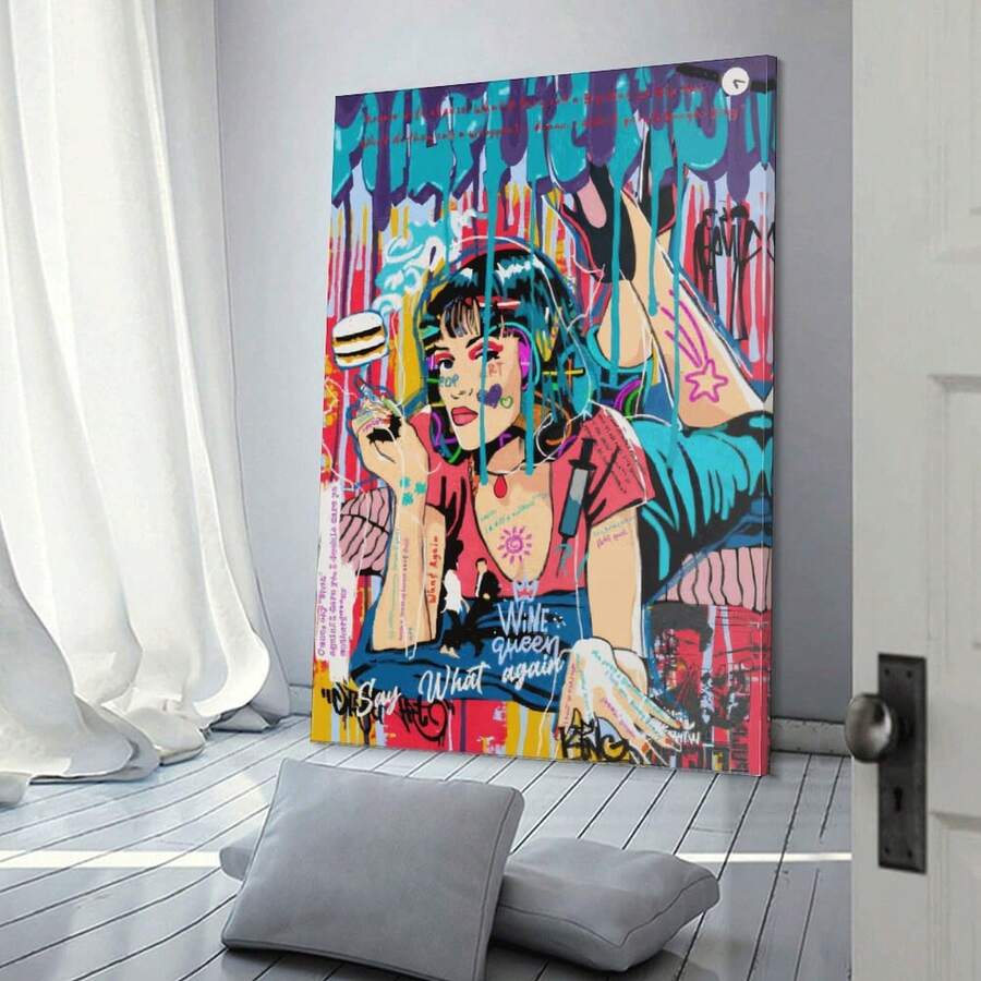 1pc Unframed Canvas Poster, Modern Art, Movie Posters Graffiti Canvas Painting, Ideal Gift For Bedroom Living Room Corridor, Wall Arts, Wall Decor, Winter Decor, Room Decoration - Multicolor - View 1