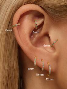 EleRunis 1PC 925 Sterling Silver Water Drop Tree Flat Back Cartilage Helix Piercing Fine Jewelry For Daily Wear Wedding Party Engagement Anniversary Valentine's Day - Gold - View 6