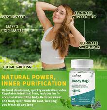 Gwynne Boody Magic Tabletas De Clorofila Natural Para El Olor Corporal Femenino Contiene 450 Mg De Clorofila Y Chlorella, Suplemento Desodorante Corporal Para Hombres Y Mujeres,60 Cápsulas - 60 unidades - Ver 5