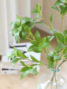 1pc Artificial Long Branch Nandina/Heavenly Bamboo, Made Of PVC Material, Home Wedding Decor Lifelike Fake Plant - Green - View 8