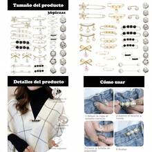 XISH Broches Para Ropa Mujer 36 Piezas Con Strass Prendedores Para Ropa Mujer Kit De Accesorios De Moda Para Blusas Vestidos Y Fiestas Ideal Como Regalo - Dorado - Ver 8