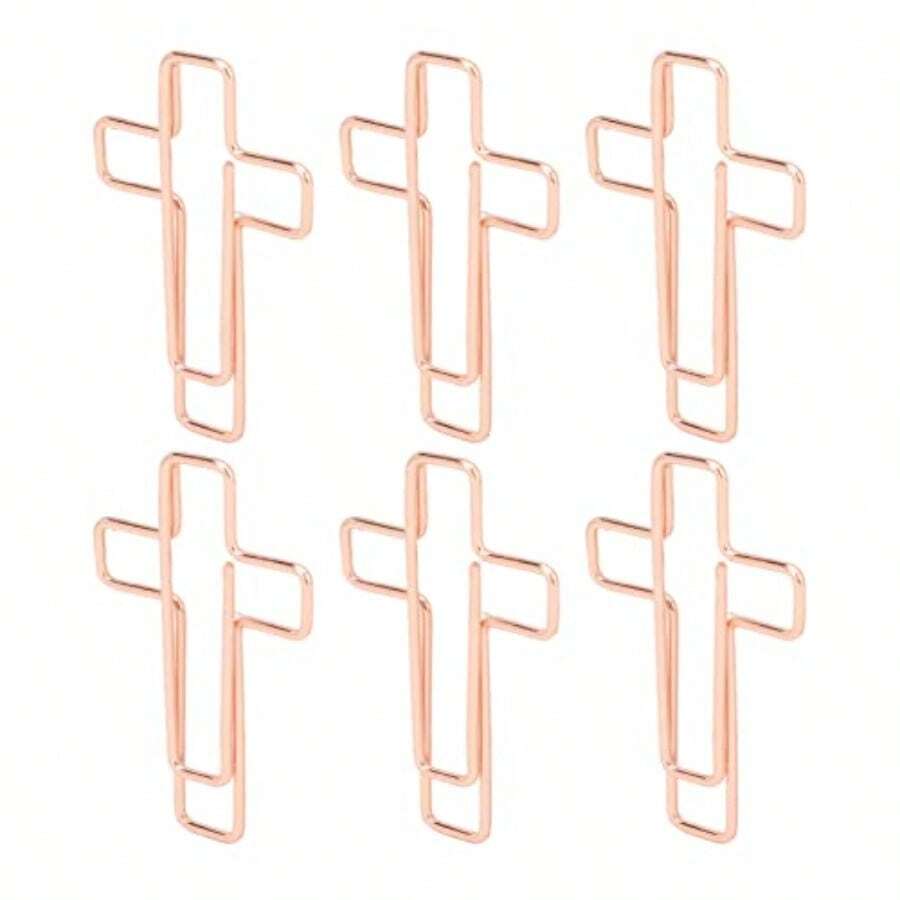 XISH 100 Clips de Papel Cruzados Abrazaderas de Papel de Metal Dorado Rosa para Clasificación de Notas de Documentos Organización de Papeleo Oficina Escuela y Uso personal. - Ororosa - Ver 1